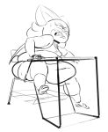  anthro bat bodily_fluids braces child desk female furniture hi_res huge_belly mammal overweight rouge_the_bat sega solo sonic_the_hedgehog_(series) stuck sweat table thick_thighs ultrahand young 