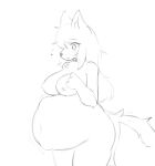  anthro big_breasts blush bodily_fluids breast_milking breasts butt canid canine canxue female fingers fox fur genitals hair hi_res holyhorizon human humanoid lactating long_hair mammal nipples nude pawpads portrait pregnant sex smile solo tail vore 