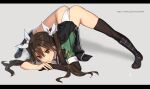  1girl arched_back arm_rest ass black_footwear blush brown_hair closed_mouth elbow_gloves flexible full_body gloves hair_between_eyes hair_ribbon hands_on_ground highleg highleg_panties highres jack-o&#039;_challenge kantai_collection kawakami_rokkaku legs_apart letterboxed long_hair looking_at_viewer meme panties pelvic_curtain revision ribbon simple_background single_elbow_glove single_thighhigh smile solo spread_legs stretching thighhighs tone_(kancolle) tone_kai_ni_(kancolle) top-down_bottom-up twintails underwear white_panties white_ribbon wide_spread_legs 