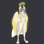  1:1 absurd_res angel angelic anthro arctic_fox canid canine clothed clothing fan_character feathered_wings feathers female fox fur hair halo hi_res mammal muriel_the_angel solo unknown_artist white_body white_fur wings yellow_body yellow_fur 