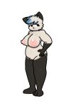  absurd_res anthro blue_hair domestic_cat felid feline felis female gloves_(marking) hair hi_res mammal margret_(mimolette_mae) markings mimolette_mae_1087 nipples pink_nipples red_eyes solo thigh_high_marking 