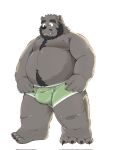  2023 anthro bear beard belly big_belly black_nose bulge clothing facial_hair hi_res humanoid_hands kemono love_mechanic male mammal moobs nipples overweight overweight_male solo tengzai05 tom_(lm) underwear 