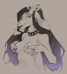  5_fingers anthro bovid breasts caprine collar eyebrows female fingers goat hair hi_res horn lilith_(scottieman) mammal scottieman solo spiked_collar spikes 