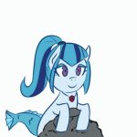  1:1 2016 :3 :o animated blinking blue_body blue_eyeshadow blue_hair blue_scales digital_media_(artwork) equestria_girls eyes_closed eyeshadow female feral fin hair hasbro jewelry low_res makeup musical_note my_little_pony necklace open_mouth pink_eyes ponytail rock scales simple_background singing siren smile solo sonata_dusk_(eg) tail tail_motion tailwag tzc white_background 
