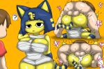  &lt;3 3:2 ambiguous_penetration animal_crossing ankha_(animal_crossing) anthro anthro_penetrated balls biped blue_hair bodily_fluids butt clothing cum cum_inside domestic_cat duo enigi09 felid feline felis female female_penetrated from_front_position genital_fluids genitals hair hi_res human human_on_anthro human_penetrating human_penetrating_anthro interspecies male male/female male_penetrating male_penetrating_female mammal mating_press nintendo nude orange_background penetration question_mark rear_view sex simple_background speech_bubble tan_body villager_(animal_crossing) wraps yellow_body 