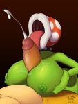  anthro big_breasts bodily_fluids bodily_fluids_in_mouth bowser breast_play breast_squish breasts cum digital_media_(artwork) duo elemental_creature erection female flora_fauna genital_fluids genitals hi_res huge_breasts humanoid licking male male/female mammal mario_bros nintendo nipples not_furry nude open_mouth oral orgasm penile penis penis_lick piranha_plant plant saliva saliva_on_penis saliva_on_tongue sex simple_background squish timidwithapen titfuck tongue tongue_out 