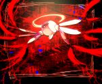  abstract_background angel_wings colored_sclera commentary_request detached_wings halo kirby_(series) no_humans one-eyed red_background red_sclera red_wings shirushiki solo two-tone_wings veins white_wings wings yellow_halo zero_two_(kirby) 