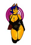  absurd_res animal_crossing ankha_(animal_crossing) anthro big_breasts big_butt black_clothing blind_eye blue_hair breasts butt clothed clothing collar egyptian eye_scar facial_scar felid female freckles freckles_on_shoulders fur glistening glistening_body gloves hair handwear hi_res huge_breasts jojispoon88 latex latex_clothing latex_gloves male mammal markings mole_(marking) nintendo purse scar solo thick_thighs wide_hips yellow_body yellow_fur 