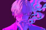  1boy artist_logo colored_smoke highres light_frown looking_at_viewer md5_mismatch one_piece resolution_mismatch sanji_(one_piece) smoke smoking snoz source_smaller 