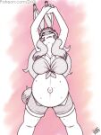  animal_humanoid bodily_fluids breasts bunny_ears_(disambiguation) cleavage clothed clothing digital_media_(artwork) drxii female final_fantasy final_fantasy_xiv hi_res humanoid lagomorph lagomorph_humanoid mammal mammal_humanoid pregnant solo square_enix stretching sweat viera 