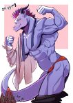  anthro clothing dragon flexing hi_res ma5ka4nai male muscular pecs rangstrom solo underwear undressing 