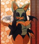  absurd_res anthro bat bat_wings big_breasts blue_eyes breasts cleavage clothed clothing dialogue eyeshadow female fiinel hi_res huge_breasts makeup mammal membrane_(anatomy) membranous_wings nipple_slip nun open_mouth open_smile rouge_the_bat sega smile solo sonic_the_hedgehog_(series) wings 