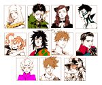  3girls 6+boys aged_up ahoge apple apple_poison bede_(pokemon) black_hair candle character_request cigarette commentary dated demi-fiend demon_slayer_uniform disneyland food free! fruit gokinjo_boukentai green_jacket hat high_collar identity_v jacket jewelry kimetsu_no_yaiba kingdom_hearts kotteri kouda_mikako long_hair looking_at_viewer looking_to_the_side multiple_boys multiple_drawing_challenge multiple_girls necklace norton_campbell nun pink_jacket pokemon profile school_uniform shin_megami_tensei short_hair simple_background smoke sora_(kingdom_hearts) square tachibana_makoto tattoo tomioka_giyuu twintails white_background 