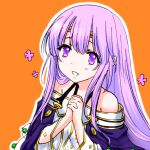  1girl bare_shoulders circlet dress fire_emblem fire_emblem:_genealogy_of_the_holy_war julia_(fire_emblem) lazulia long_hair looking_at_viewer praying purple_eyes purple_hair simple_background solo 