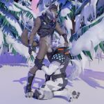  anthro balls canid canine canis clothed clothing duo epic_games fingerless_gloves fortnite fox genitals gloves hand_on_head handwear hi_res jumpsuit looking_at_another looking_at_partner male male/male mammal partially_clothed penis unknown_artist volpez_(fortnite) wendell_(fortnite) wolf 