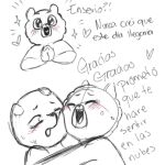  1:1 2023 achuchones_(unicorn_wars) anthro bear biped blush bodily_fluids comic crying dialogue duo embrace eyes_closed gordi_(unicorn_wars) hi_res hug mammal nekovid sketch spanish_text tears tears_of_joy text unicorn_wars 