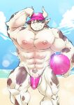  abs absurd_res anthro ball balls beach beach_ball biceps big_muscles blue_eyes bovid bovine bulge bulge_frottage cattle clothed clothing day detailed_background facial_hair front_view fur genital_outline genitals grin hat headgear headwear hi_res horn huge_muscles ineffective_clothing inflatable male mammal muscular muscular_anthro muscular_arms muscular_legs muscular_male muscular_thighs nipples outside pecs penis penis_base penis_outline pink_clothing pink_hat pink_headwear pink_nipples pink_underwear portrait rusk07 seaside sky smile solo spots spotted_body spotted_fur standing three-quarter_portrait topless topless_male underwear white_body white_fur 
