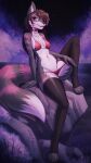  2023 absurd_res anthro big_tail breasts canid canine canis collar digital_media_(artwork) female fur hair hi_res kunstwaffe mammal multicolored_body multicolored_fur multicolored_hair open_mouth sitting small_breasts solo tail teeth wolf 