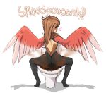  absurd_res anthro brown_hair feces female floofykinkumiho generation_1_pokemon hair hi_res nintendo pokemon pokemon_(species) rear_view scat soiling solo sound_effects spearow stink_clouds toilet wings 