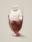  animal-themed_food animal_ears artist_request brown_eyes cat cat_ears closed_mouth coffee drinking_straw english_text food food_focus glass grey_background ice_cream leaf mouse no_humans original shadow solid_circle_eyes source_request still_life third-party_source 