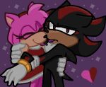  accessory amy_rose anthro bodily_fluids clothing dress ears_back embrace eulipotyphlan female frown gloves handwear happy headband hedgehog hug kissing looking_at_viewer low_res male male/female mammal pivoted_ears pulling_arms red_eyes saliva saliva_string sega shadow_the_hedgehog smile sonic_the_hedgehog_(series) tongue varlus 