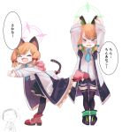  &gt;_&lt; 1other 2girls ^_^ animal_ear_headphones animal_ears arms_up arona&#039;s_sensei_doodle_(blue_archive) black_skirt black_thighhighs blonde_hair blue_archive blush bow cat_ears cat_tail closed_eyes fake_animal_ears fake_tail fumino5jyo hair_bow halo headphones highres meme midori_(blue_archive) momoi_(blue_archive) multiple_girls outstretched_arms parody sakana~_(meme) sensei_(blue_archive) shirt siblings simple_background sisters skirt smile speech_bubble standing standing_on_one_leg tail thighhighs translation_request twins white_background white_shirt 