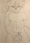  abs anthro balls biceps bodily_fluids dominant dominant_male english_text erection first_person_view foreskin fox.dott genital_fluids genitals hi_res leaking_precum male mammal max_castle muscular muscular_anthro muscular_male mustelid musteline nipples nude otter pecs penis precum pulsing_balls simple_background solo speech_bubble submissive submissive_pov text thick_thighs traditional_media_(artwork) vein veiny_balls 