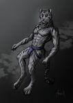  anthro azhax clothing felid fur hi_res jockstrap male mammal pantherine solo tiger underwear white_body white_fur 