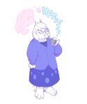  3_toes anthro bottomwear bovid caprine clothed clothing eyewear feet female fingers floppy_ears full-length_portrait glasses hi_res horn long_ears mammal mature_anthro mature_female portrait simple_background sirartwork skirt solo standing toes toriel undertale_(series) vape white_background 