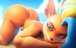  activision anthro bandicoot blender_(software) butt crash_bandicoot_(series) female fur hi_res lying mammal marsupial nude orange_body pirate_tawna sala3dart smile solo 