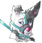  anthro atelierlunatic bdsm canid canine canis collar domestic_dog floppy_ears gordiethecollie leash leash_and_collar male mammal muzzle_(object) muzzled solo 
