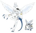  3_fingers 3_toes bandai_namco claws digimon digimon_(species) fangs feet fingers gargoylemon impalallama male simple_background solo teeth toes white_background wings 