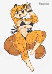  absurd_res anthro big_breasts bikini breasts clothing colored felid feline felis female fluffy fluffy_tail gesture hi_res luna_(xthelunarfox) mammal panthera_cantus pose sand_cat simple_background sketch smile smiling_at_viewer solo swimwear tail waving waving_at_viewer white_background wide_hips 