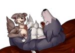  2023 5_fingers anthro anthro_on_anthro beastars black_nose breast_play breasts brown_body brown_fur canid canine canis collaboration domestic_rabbit dwarf_rabbit erection eyes_closed female fingers fur genitals grey_body grey_fur group group_sex harkrun haru_(beastars) hi_res humanoid_hands juno_(beastars) lagomorph legoshi_(beastars) leporid licking looking_pleasured lying male male/female mammal nipples nude on_back oral oryctolagus penile penis penis_lick pussy rabbit sempers sex signature teeth threesome titfuck tongue tongue_out trio white_body white_fur wolf 