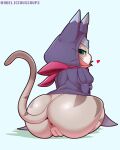  &lt;3 anthro anus big_butt bottomless butt capcom clothed clothing delicioussoup felid felyne female fur genitals hi_res hood looking_back lynian mammal monster_hunter monster_hunter_stories_2:_wings_of_ruin palico pussy rear_view short_stack solo tan_body tan_fur tsukino_(monster_hunter_stories) whiskers 