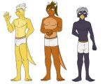  5:4 anthro avian boxer_briefs boxer_briefs_only boxers_(clothing) boxers_only briefs briefs_only bulge clothed clothing dragon fuze group hi_res male navel nipples scalie simple_background topless trio underwear underwear_only western_dragon white_background 