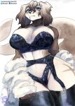  absurd_res anthro big_breasts bra breasts canid canine canis cetacean cleavage clothed clothing domestic_dog female garter_belt garter_straps hi_res hybrid legwear mammal marine murazaki panties solo thick_thighs thigh_highs toothed_whale underwear wide_hips 