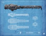  battlecruiser_(eve_online) blue_background blue_theme blueprint_(medium) caldari_state_(eve_online) cjuzzz commentary concept_art copyright_name emblem eve_online from_side logo military_vehicle multiple_views original reference_sheet science_fiction spacecraft thrusters vehicle_focus 