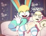  2023 after_sex animal_crossing anthro belly bodily_fluids clothing cum cum_in_ass cum_inflation cum_inside duo genital_fluids hi_res inflation lagomorph leaking_cum legwear leporid male male/male mammal marshal_(animal_crossing) navel nintendo rabbit rabblet rodent sasha_(animal_crossing) sciurid streaming thick_thighs thigh_highs tree_squirrel 