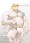  2023 anthro asgore_dreemurr beard biped bovid caprine claws clothing digital_drawing_(artwork) digital_media_(artwork) facial_hair finger_claws frde goat hair hi_res horn inside male mammal musclegut muscular muscular_anthro muscular_male navel nipples pubes solo standing translucent translucent_clothing translucent_underwear undertale_(series) underwear white_body 