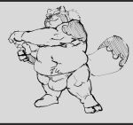  anthro asian_clothing belly big_bulge bulge canid canine clothing coyotebbbusted east_asian_clothing fundoshi gyobu japanese_clothing katana lifewonders male mammal melee_weapon navel overweight raccoon_dog sketch solo sword tanuki tokyo_afterschool_summoners underwear weapon 