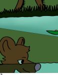  absurd_res anthro comic hi_res leaf male mammal mouse murid murine partially_submerged river rodent simple_background smile sneaky solo underwater vore water 