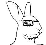  anonymous_artist anthro beard chudjak ears_up eyewear facial_hair glasses lagomorph leporid looking_at_viewer male mammal rabbit smile smirk smirking_at_viewer solo soyjak 