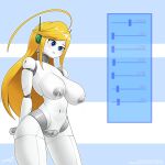  areola big_breasts blonde_hair blue_eyes blush bodily_fluids body_slider breast_expansion breasts cave_story curly_brace expansion female genitals hair hi_res huge_breasts humanoid lactating machine milk navel nipples nude pussy robot robot_humanoid signature solo standing text thick_thighs white_body wide_hips zedrin 