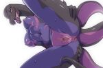  2023 anthro anus areola bedroom_eyes blush bodily_fluids breasts butt female fingers generation_7_pokemon genitals hand_on_butt happy looking_at_viewer mcfli medium_breasts narrowed_eyes nintendo nipples nude open_mouth pink_pussy pokemon pokemon_(species) purple_areola purple_nipples pussy salazzle seductive simple_background solo spread_legs spreading sweat tail teeth tongue white_background 