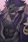  &lt;3 abs alchiba anthro avian bare_chest beak bird black_body black_feathers clothing corvid corvus_(genus) crow feathers hi_res lifewonders live_a_hero male muscular muscular_anthro muscular_male one_eye_closed oscine passerine pecs purple_clothing solo uwa_uwa_uwa wink 