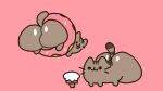  2023 big_butt black_eyes butt dessert digital_media_(artwork) domestic_cat doughnut felid feline felis female feral food fur grey_body grey_ears grey_fur grey_stripes grey_tail happy ice_cream mammal markings pink_background pusheen pusheen_and_friends quadruped rear_view simple_background smile solo striped_body striped_markings striped_tail stripes superiorfox tail tail_markings thick_thighs three-quarter_view two_tone_tail whiskers 