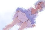  1girl arona_(blue_archive) asymmetrical_hair bandaid bandaid_on_face blue_archive blue_eyes blue_hair blue_shirt blush braid clothes_lift collarbone dutch_angle flat_chest hair_over_one_eye ham_(points) legs_apart lifted_by_self light_blue_hair long_hair long_sleeves looking_at_viewer miniskirt nose_blush pee peeing peeing_self puffy_long_sleeves puffy_sleeves sailor_collar shirt side_braid simple_background skirt skirt_lift sleeves_past_wrists solo standing tears white_background white_sailor_collar white_skirt 
