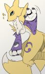  3_fingers absurd_res anthro artist bandai_namco black_nose breasts digimon digimon_(species) digital_media_(artwork) female fingers fur green_eyes hi_res icey_(artist) looking_at_viewer renamon side_view simple_background solo sparkles white_body white_fur yellow_body yellow_fur 