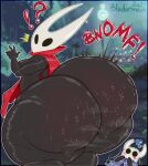  &lt;3 ambiguous_gender anthro arthropod big_butt black_body bludermaus blush bodily_fluids breasts butt cloak clothing duo english_text exclamation_point female hollow_knight hornet_(hollow_knight) huge_butt huge_hips huge_thighs hyper hyper_butt looking_back non-mammal_breasts nude onomatopoeia protagonist_(hollow_knight) question_mark sound_effects sweat sweaty_butt team_cherry text the_knight_(hollow_knight) thick_thighs vessel_(species) wide_hips 